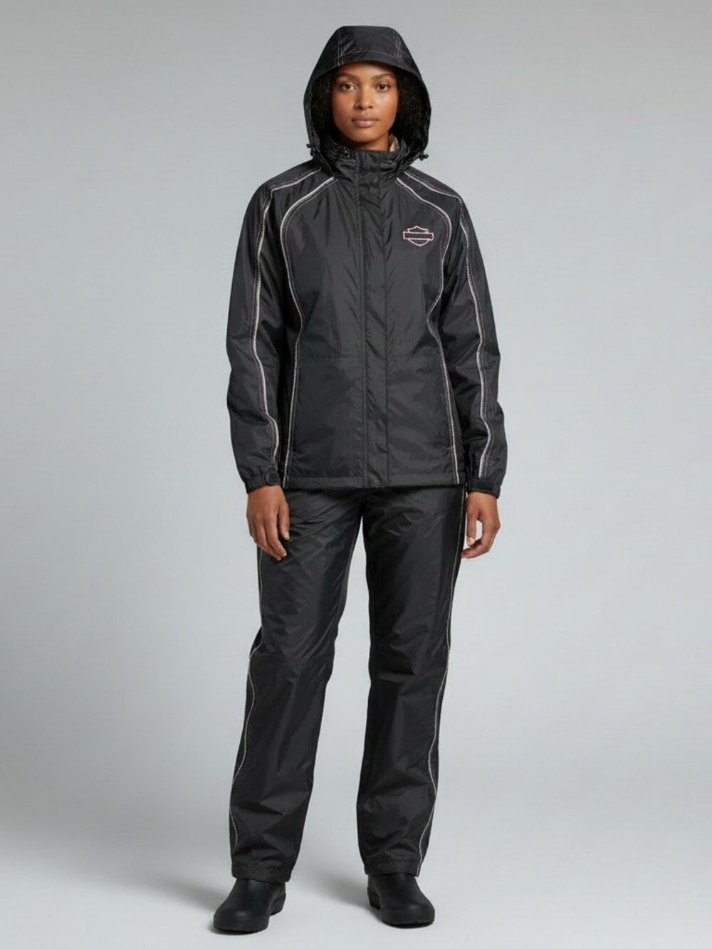 Harley-Davidson Illumination 360 Women's L Rain Suit - Black w/Pink piping NWOT - Picture 2 of 14